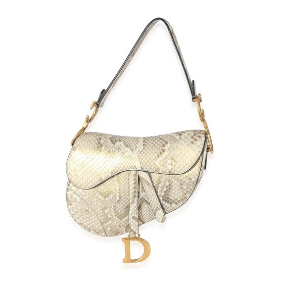 Dior Handbags - Christian Dior Gold Metallic Python Saddle Bag